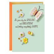Butterfly and Flowers Birthday card